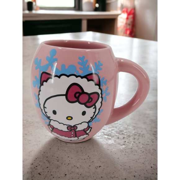 Hello Kitty Pink Ceramic Winter Snow Holiday Mug Sanrio - Picture 1 of 11